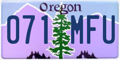 OR license plate 071MFU