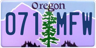 OR license plate 071MFW
