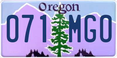 OR license plate 071MGO