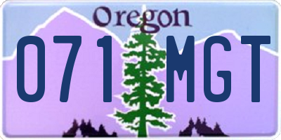 OR license plate 071MGT