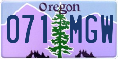 OR license plate 071MGW