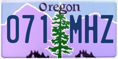 OR license plate 071MHZ
