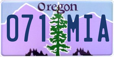 OR license plate 071MIA