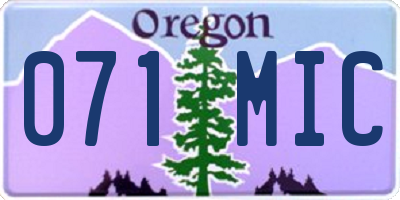 OR license plate 071MIC