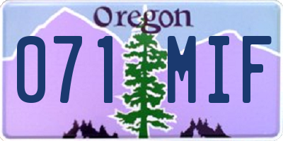 OR license plate 071MIF