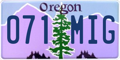 OR license plate 071MIG