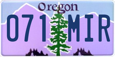 OR license plate 071MIR