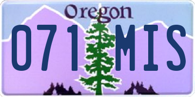 OR license plate 071MIS