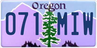 OR license plate 071MIW