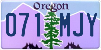 OR license plate 071MJY