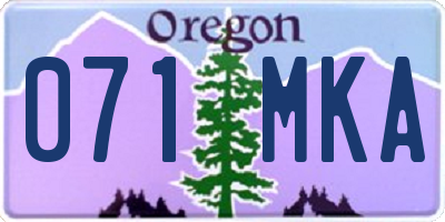 OR license plate 071MKA