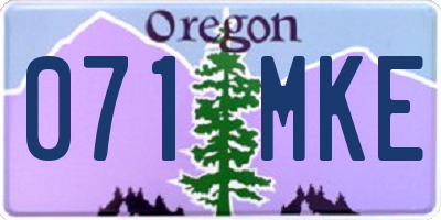 OR license plate 071MKE