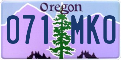 OR license plate 071MKO