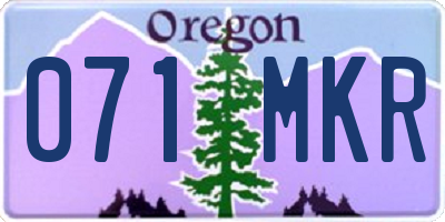OR license plate 071MKR