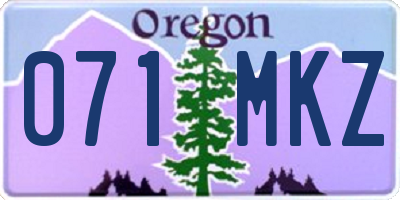 OR license plate 071MKZ