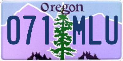OR license plate 071MLU