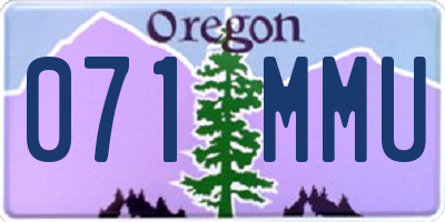 OR license plate 071MMU