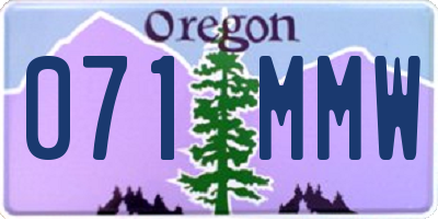OR license plate 071MMW