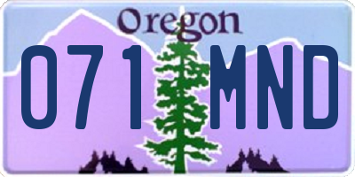 OR license plate 071MND