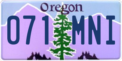 OR license plate 071MNI
