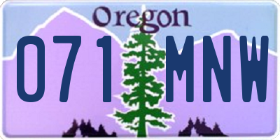 OR license plate 071MNW