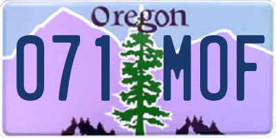 OR license plate 071MOF