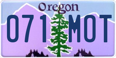 OR license plate 071MOT