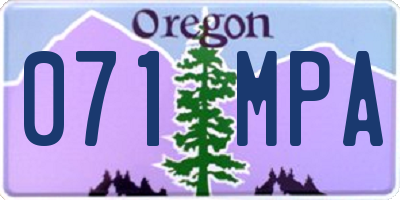 OR license plate 071MPA