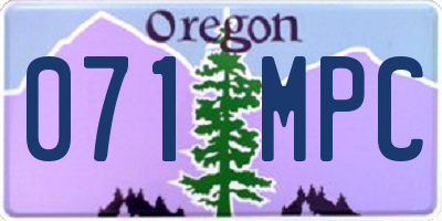 OR license plate 071MPC