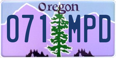 OR license plate 071MPD