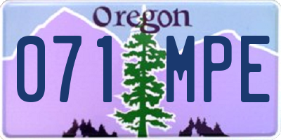 OR license plate 071MPE