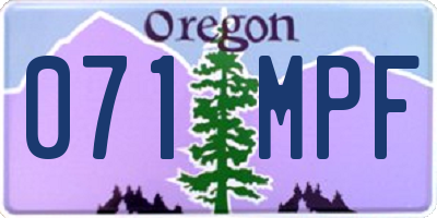 OR license plate 071MPF