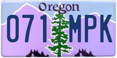 OR license plate 071MPK