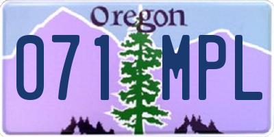 OR license plate 071MPL