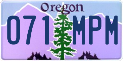 OR license plate 071MPM