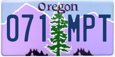 OR license plate 071MPT