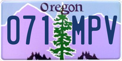 OR license plate 071MPV