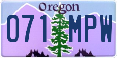 OR license plate 071MPW