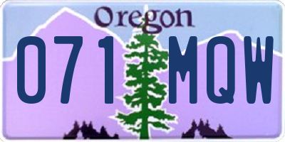 OR license plate 071MQW