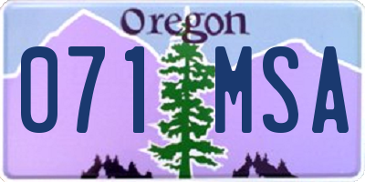 OR license plate 071MSA