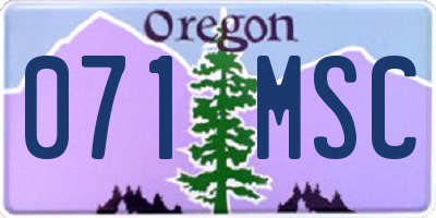 OR license plate 071MSC