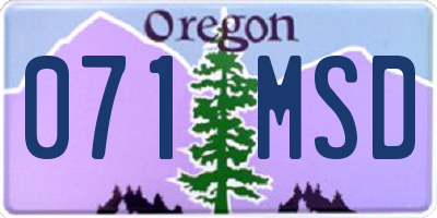 OR license plate 071MSD