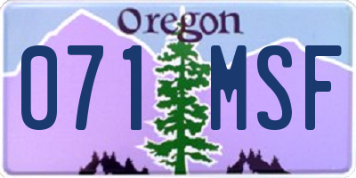 OR license plate 071MSF