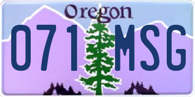 OR license plate 071MSG