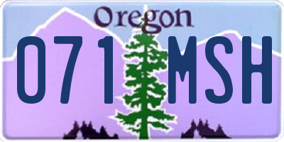 OR license plate 071MSH
