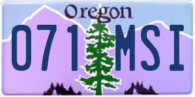 OR license plate 071MSI