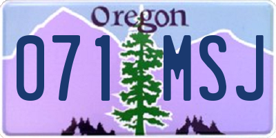 OR license plate 071MSJ