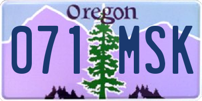 OR license plate 071MSK