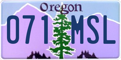 OR license plate 071MSL
