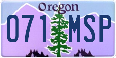 OR license plate 071MSP